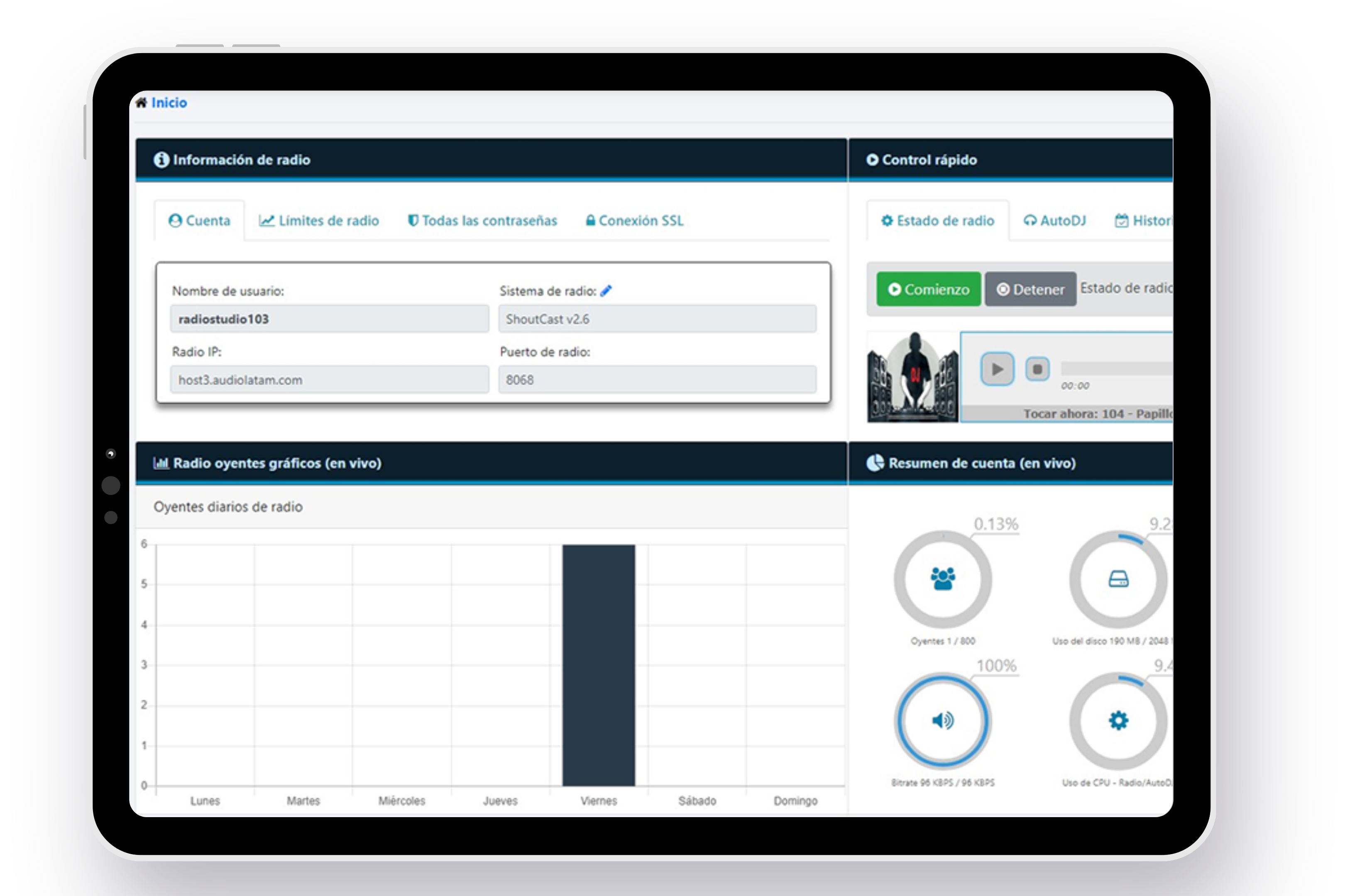  Crea tu propia Radio Streaming - Panel de control Sonic Panel